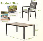 Homall Patio Dining Set 7 Pieces Outdoor Furniture Table and 6 Textilene Chairs Light Grey