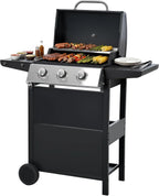 4-Burner Propane Gas BBQ Grill with Side Burner 46500 BTU Output Stainless Steel Barbecue Grill