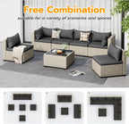 UDPATIO Outdoor Patio Furniture Set, 7-Piece PE Wicker Sectional Sofa with Tea Table, Outdoor Conversation Set for Patio, Garden, Backyard Green