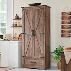 JXQTLINGMU Farmhouse Kitchen Pantry 72 Tall Wood Kitchen Storage Cabinet Adjustable Shelves