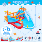 9 in1 Inflatable Slide Water Park Jump Area Dual Slides Climbing Wall  Anchor Ring Toss Basketball Hoop Dual Water Guns Shallow and Bathing Pools