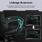 Gaming Chair with Massage Lumbar Support and Footrest Height Office Gaming Chair