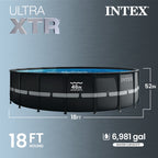 INTEX 18ft x 52in Ultra XTR Above Ground Swimming Pool, Sand Filter Pump, & Cleaning Maintenance Kit