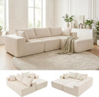 DUMOS 108 Boneless Couch, Cloud Sectional Couch with L-Shape Chaise, Modular Sectional Sofa with Deep Seat, Upholstered Couch for Living Room Bedroom, No Assembly Required (Grey, Left Facing Chaise)