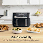 Ninja Foodi 6-in-1 FlexBasket Air Fryer with 7 QT MegaZone Basket Divider for Large Proteins