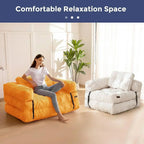 Folding Sofa Bed L-Shaped Convertible Sofa Bed with Armrests and Pillows