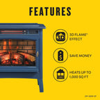Freestanding Electric Fireplace Stove Heater with 3D Flame Effect for 1,000 Sq. Ft
