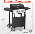 3-Burner Propane Gas Grill with Side Burner,34,000 BTU Stainless Steel BBQ Grill with Side Shelves and Wheels,Outdoor Grill for for Patio,Backyard,Garden,Camping Cooking