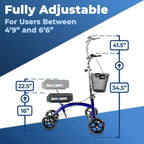 KneeRover Deluxe KneeCycle Steerable Knee Walker Foldable Mobility Aid & Knee Scooter for Adults