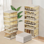 Foldable Shoe Rack Storage Rack 9-Tier - 36 Double Foldable Shoe Cabinet with Doors