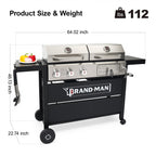 Brand Man Propane Gas & Charcoal Grill Combo with Griddle Dual Fuel BBQ Grill for Outdoor Barbecue, Black