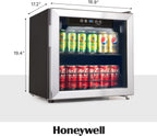 Honeywell Beverage Refrigerator and Cooler, 115 Can Mini Fridge with Glass Door for Soda Beer or Wine for Office or Bar with Adjustable Removable Shelving