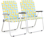 VINGLI Patio Lawn Webbed Folding Chairs Set of 2 Outdoor Beach Portable Lawn Chair