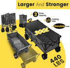 Sekey 48 Inch Long Foldable Extended Travel Cart, 440 Lbs Load Capacity, Heavy Duty 300 Liter Folding Multi-Purpose Garden Cart