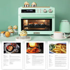 Infrared Heating Air Fryer Toaster Oven, Extra Large Countertop Convection Oven 10-in-1 Combo, 6-Slice Toast, Enamel Baking Pan Easy Clean with Recipe Book, Black Matte Stainless Steel