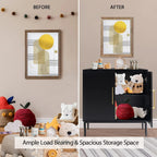 Free Standing Cabinet Black Wood for Living Room, Bedroom, Dining Room, Hallway, Entryway