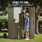 Greesum Outdoor Horizontal Storage Shed 27 Cu.ft Resin Large Storage Box for Garden Patio