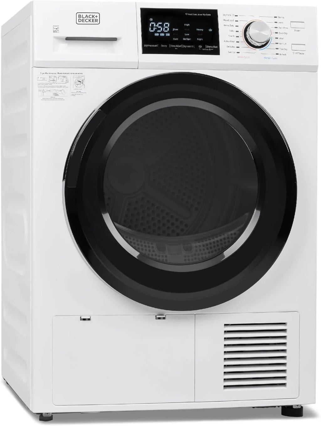 Compact Clothes Dryer, 1.5 Cu. Ft. 850W Electric Dryer, 120V Vented Portable Dryer with Stainless Steel Drum, for 5.5 lbs. of clothing for Standard Wall Outlet