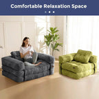 Folding Sofa Bed L-Shaped Convertible Sofa Bed with Armrests and Pillows