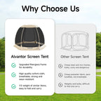 Alvantor Screen House Gazebo, 6-10-15 Person Pop Up Igloo Screened Canopy Tent with Mosquito Netting Sides, Instant UV Resistant Sun Shelter for Garden, Patio, Backyard