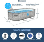 Power Steel 14' x 8'2 x 39.5 Oval Above Ground Pool Set | Includes 530gal Filter Pump, Ladder, ChemConnect Dispener