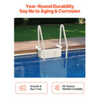 KFFKFF 4-Step Above Ground Pool Ladder, Anti-Slip Pool Steps with Dual Handrails, Supports 400 lbs, Fits 48-54 Inground & Above-Ground Pools, Creamy White