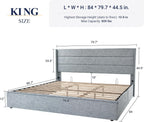 Allewie Queen Size Lift Up Storage Bed Modern Wingback Headboard Hydraulic Support