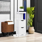 Bathroom Floor Cabinet, Wooden Storage Cabinet with 2 Drawers, Multifunctional Side Organizer Rack Stand Table