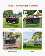 VEVOR Camping Kitchen Table, Quick set-up Folding Camping Table with A Carrying Bag, 3 Adjustable Heights, MDF Camping Table, Ideal for Outdoor Picnics, BBQs, Camping, RV Traveling