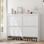 GarveeHome Shoe Cabinet with 3 Flip Top Drawers, Wooden Shoe Cabinet with Adjustable Shelves