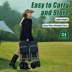 Foldable 4-wheel cart, foldable, 37 inches long, 480 lb capacity, heavy-duty beach cart, shopping cart with wheels