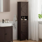 Homhedy 67 H Tall Bathroom Storage Cabinet with 2 Barn Doors and 1 Drawer Narrow Storage Unit