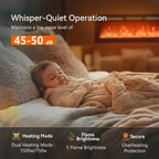 EUHOMY 50 Inch Electric Fireplace Wall Recessed Adjustable Flame Color Fireplace Heater