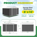 Devoko Outdoor Storage Shed Lockable Metal Garden Shed Steel Anti-Corrosion Storage House