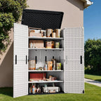 Greesum Outdoor Horizontal Storage Shed 27 Cu.ft Resin Large Storage Box for Garden Patio