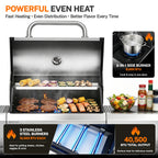 3-Burner Gas Grill with Side Burner, 40,500 BTU Propane BBQ Grill with Porcelain-Enameled Cast Iron Grates, Built-in Thermometer, Ideal for Patio Camping Outdoor Cooking