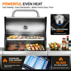 Segmart 4 Burner BBQ Propane Gas Grill with Side Burner, Stainless Steel 50,000 BTU Patio Barbecue Grill with Shelf, Gas Tank Hook, Towel Rack & Bottle Opener, Fits for Camping, Outdoor Cooking