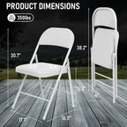 6 Pack Black Folding Chairs with Leather Chairs Events Office Wedding Party Upholstered Chairs