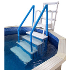 Aqua Select White Anti-Slip Pool Steps with White Steps and White Outside Flip-up Safety Ladder, 48-54H