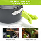 4 Piece Lightweight Aluminum Camping Cookware Set with Kettle for 2 to 4 People
