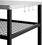 Stainless Steel Outdoor Grill Cart Pizza Oven Stand Trolley Table with Wheels Three-Shelf Movable Food Prep and Work Table Heavy Duty Grill Carts Outdoor Cart 31.5×24×35.5