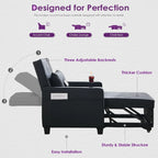 Adult Convertible Sleeper Chair Bed, 3-in-1 Pull-Out Sofa Bed with USB/Type-C Ports, Cup Holders, Side Pockets, Single Sofa