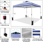 10x10 Pop-Up Awning - One-Click Installation Beach Tent - Outdoor Sunshade Silver Coated Top, 3 Heights and 4 Sand Pockets