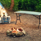 “Lifetime 5-Foot Fold-in-Half Table – Portable Indoor/Outdoor Utility Table for Camping, Events & Tailgating – Gray