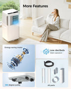 Portable-Air-Conditioners-16,000-Btu - AC Unit 5 in 1 Wifi Smart Air Conditioner with APP, Fan & Dehumidifier, Remote, 24H, Window Kits Included Drainage-free Cooling for Large Room Indoor