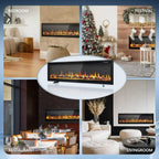 EUHOMY 50 Inch Electric Fireplace Wall Recessed Adjustable Flame Color Fireplace Heater