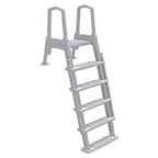 Aqua Select White Anti-Slip Pool Steps with White Steps and White Outside Flip-up Safety Ladder, 48-54H