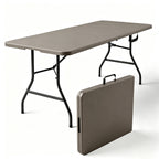 HaiCube 6FT Folding Table, Heavy Duty Portable Table, Waterproof HDPE, Foldable for Picnic, Party, Camping, Dining, BBQ, Indoor & Outdoor, White