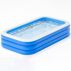Hurber Foldable Swimming Pool, Large Non-Inflatable Adults Kiddie Outdoor Pools, Blue, 113 x 66 x 20