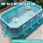 Hyindoor Outdoor Foldable Non-Inflatable Adults and Kids Swimming Pool Titanium Aluminum Support Steel Frame Anti-Slip for Lawn Garden Backyard（116 x 65 x 21）
